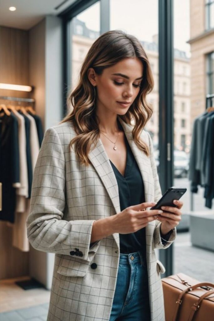 A Petite Woman Holding a Shopping Guide