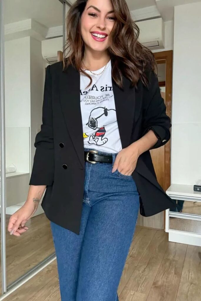 a petite woman wearing a blazer