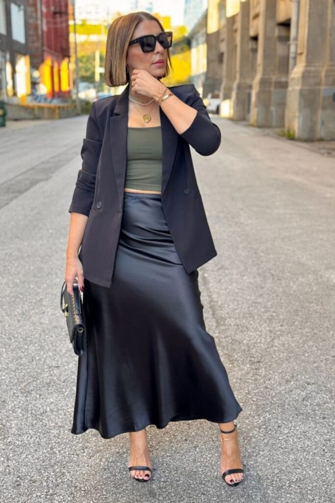 a petite woman wearing a blazer