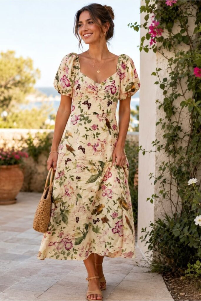 A Petite Woman Wearing A Lightweight Midi Dress
