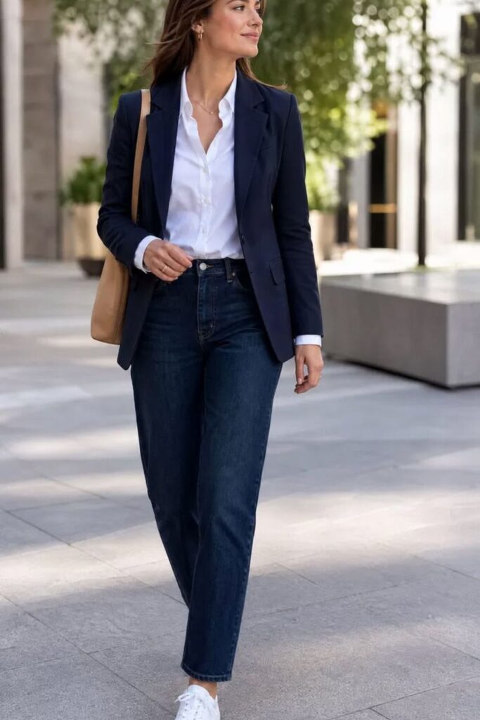 a petite woman wearing a blazer