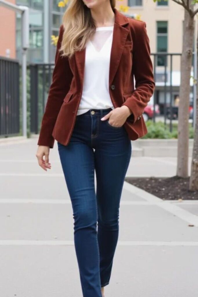 a petite woman wearing a blazer