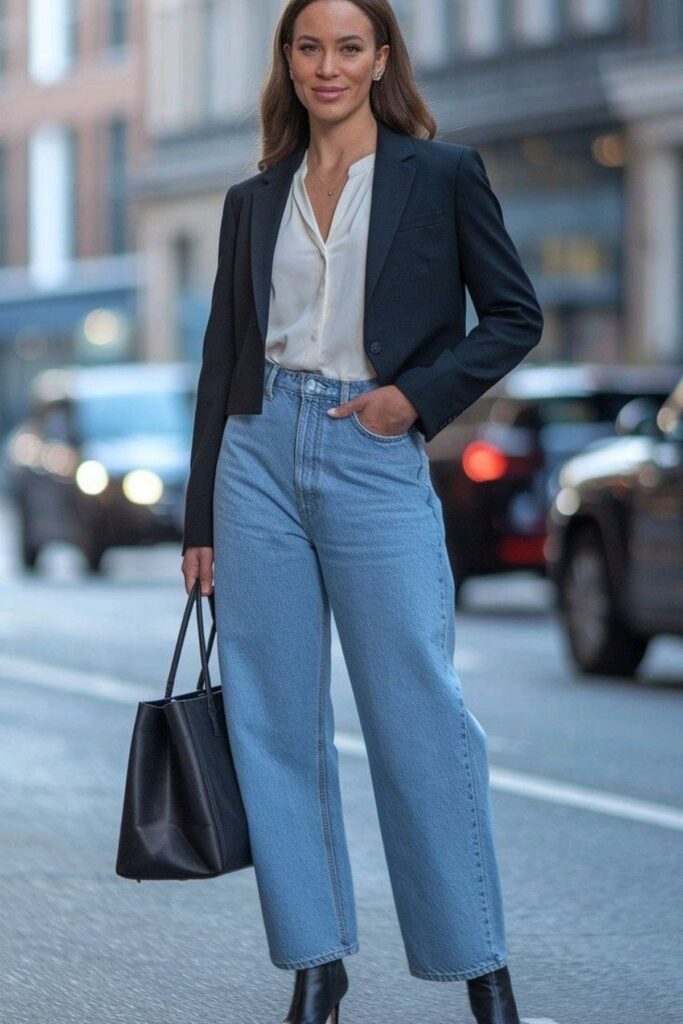 A Petite Woman Wearing Wide-Leg With Bulky Shoes