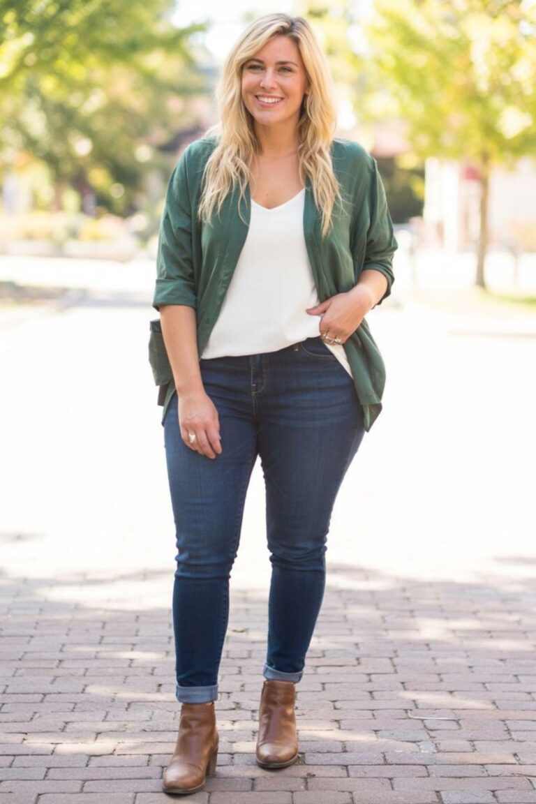 Petite Apple Shape Woman Wearing Ankle Boots