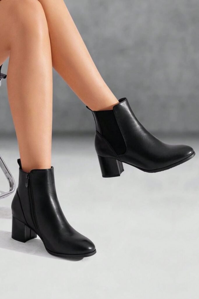 A petite woman wearing aChelsea Boots With A Small Heel