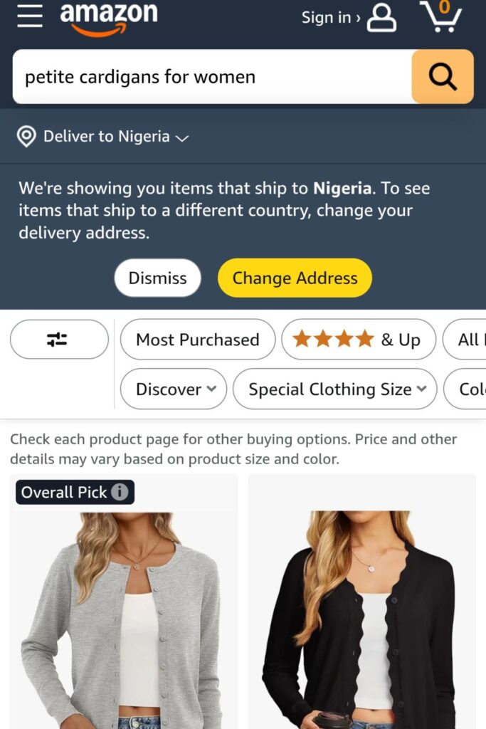 Petite Cardigans from Amazon