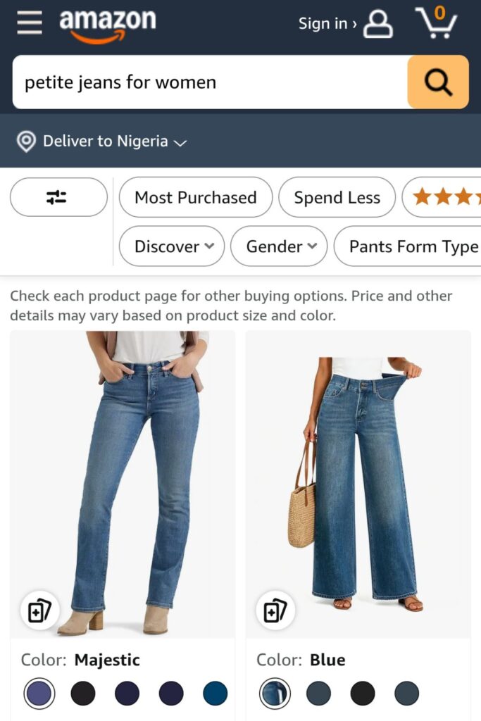 Petite Jeans from Amazon