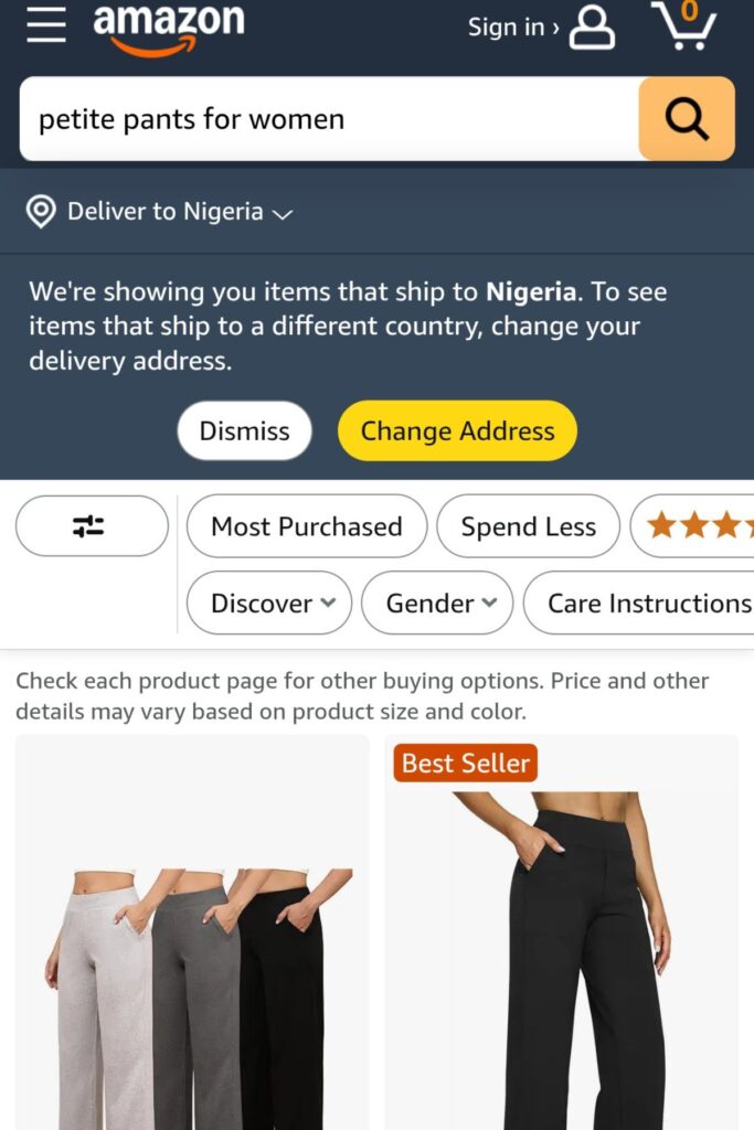 Petite Pants from Amazon