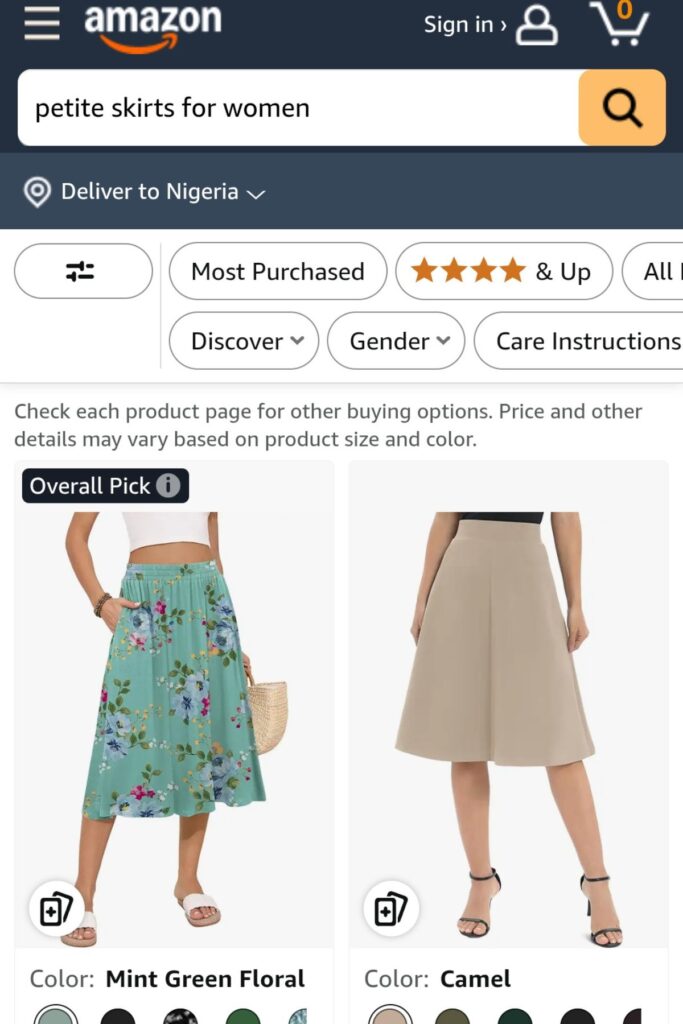 Petite Skirts from Amazon
