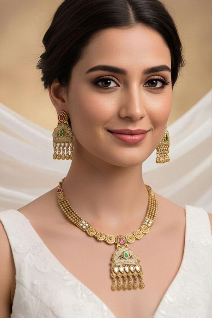 a petite woman Wearing a heavy jewelry