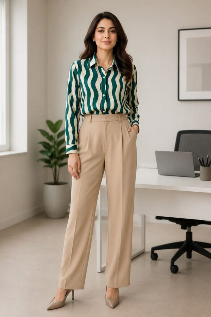 a petite woman wearing Blouse And Ankle Length Suitings