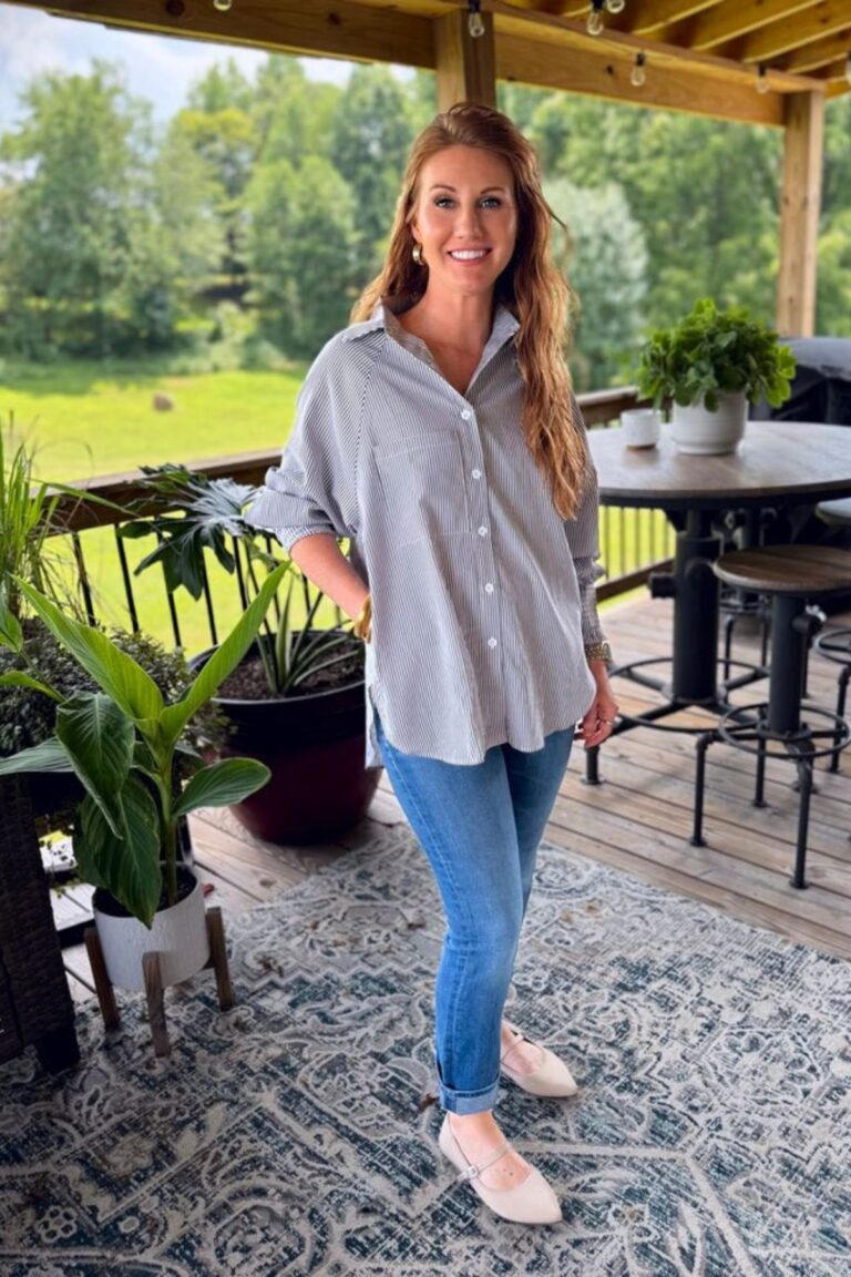 a petite woman wearing an unpolished outfit