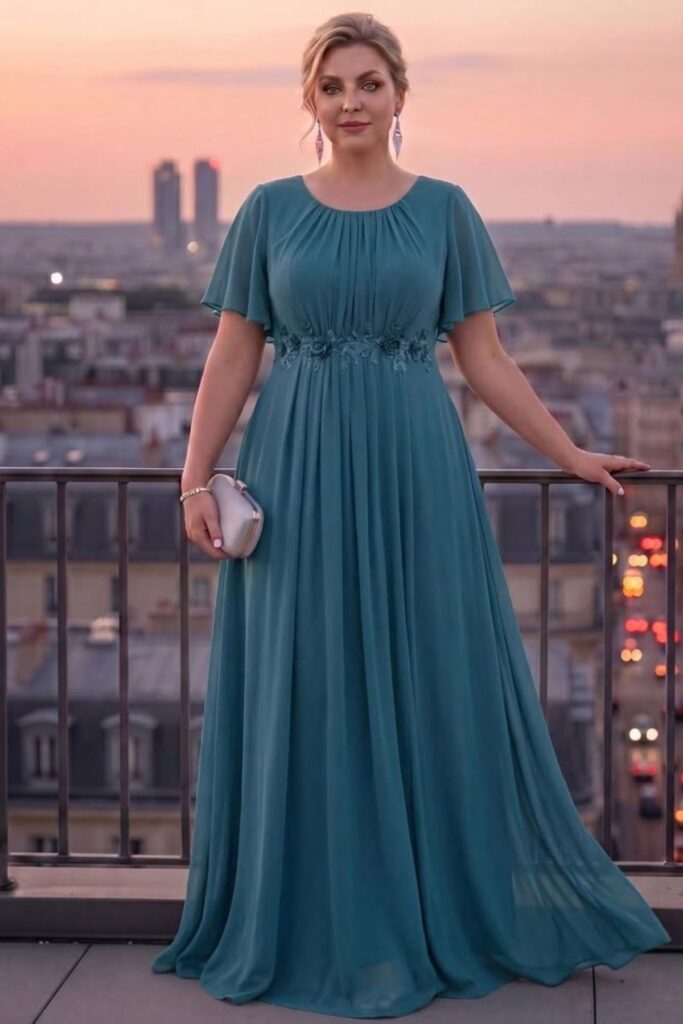 Petite Chiffon Empire-Waist Gown