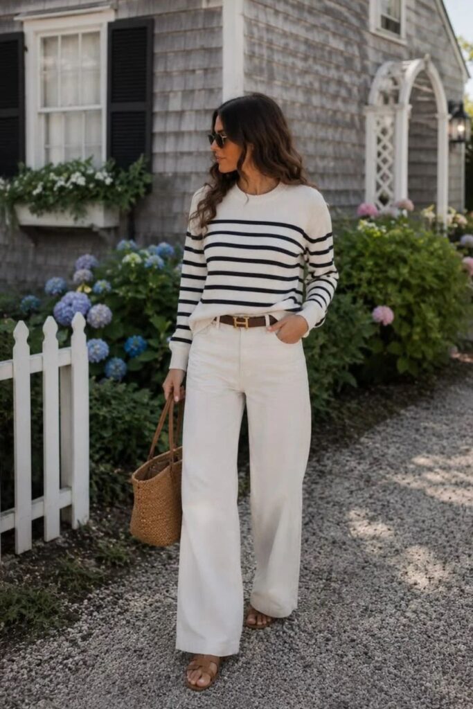 Striped Sweater With White Jeans