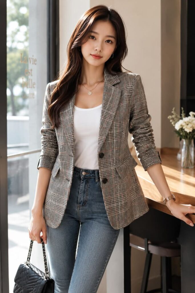 a petite woman wearing Single-Breasted Blazers
